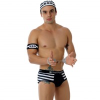 Fantasia Erótica Presidiário com Cueca Slip, Quepe e Faixa para o Braço + frete